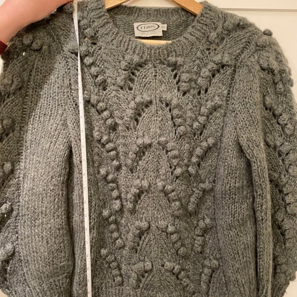 VINTAGE Ethos Grey Puff Sleeve Sweater Size S - Picture 5 of 6